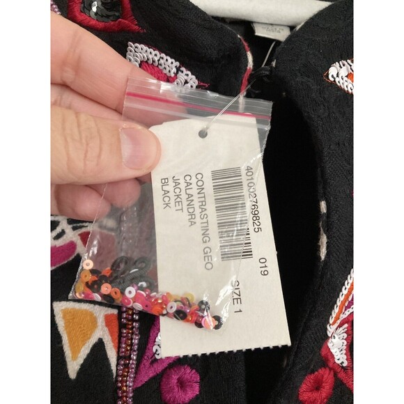 NEW Chico’s Embellished Calandra Jacket Sequins Black MEDIUM Made in India - Picture 8 of 16